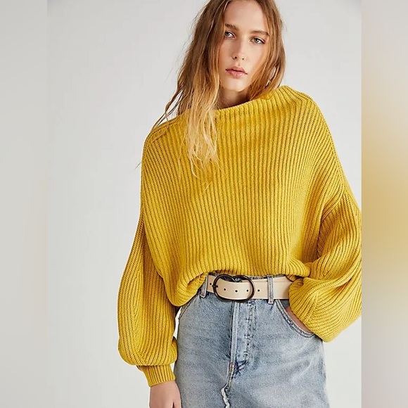 Free People Emma Mock Neck Cable Knit Sweater in Jewel tone - Picture 14 of 15